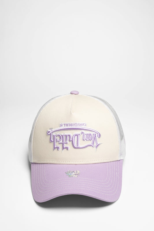 Seitenansicht Von Dutch TRUCKER BOSTON Peaked Cap Purple White