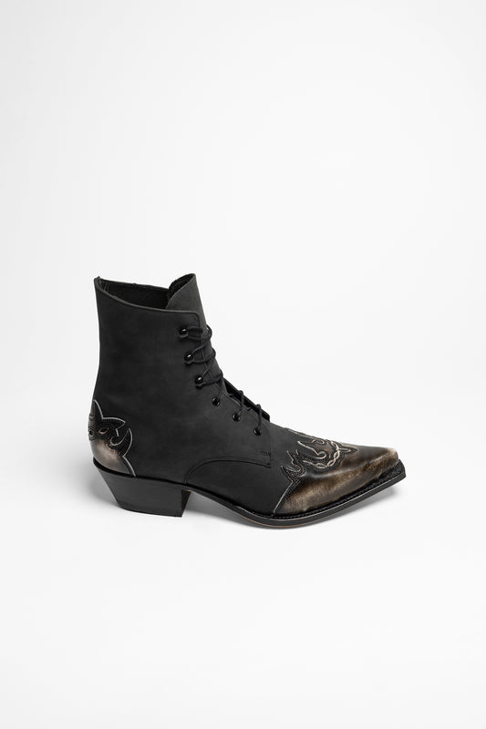 Seitenansicht Sendra 11699 MEZCAL Damen Schwarz Weiß