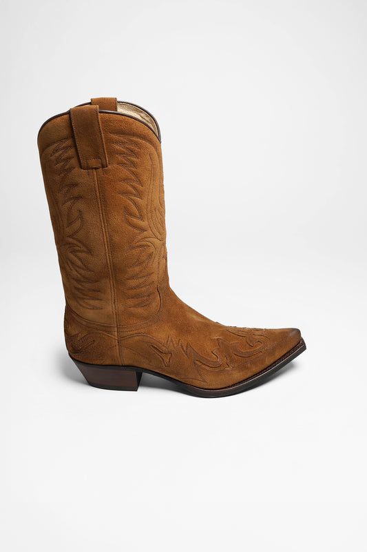 Seitenansicht FB Fashion Boots BU1005 MB FIVE Suede Brown Western Boots - Rubber Sole