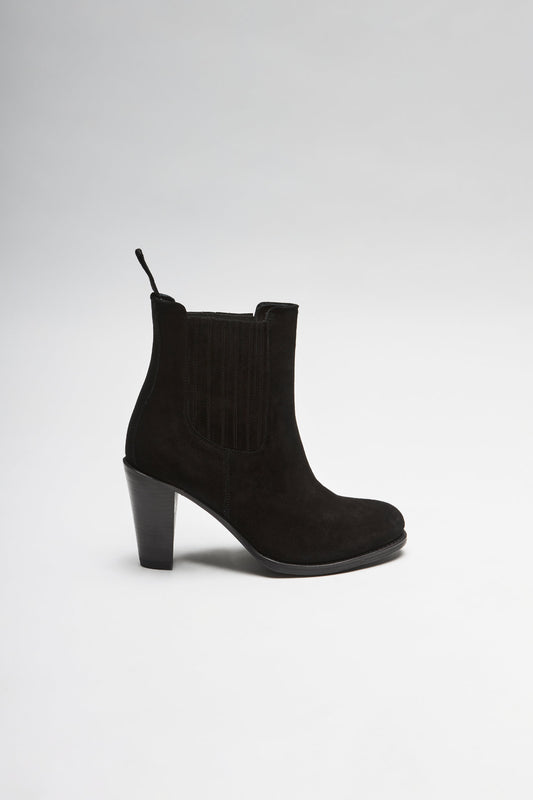 Seitenansicht FB Fashion Boots SOFIA Women's Suede Black Leather Ankle Boots