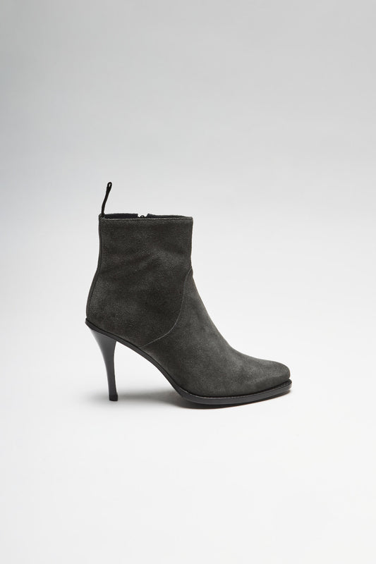 Seitenansicht FB Fashion Boots EVA Damen Grau Lederstiefelette