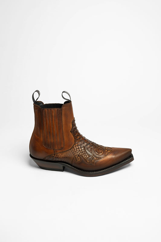 Seitenansicht Mayura Boots MB2500 Men's Western Ankle Boots Cognac - Python Skin