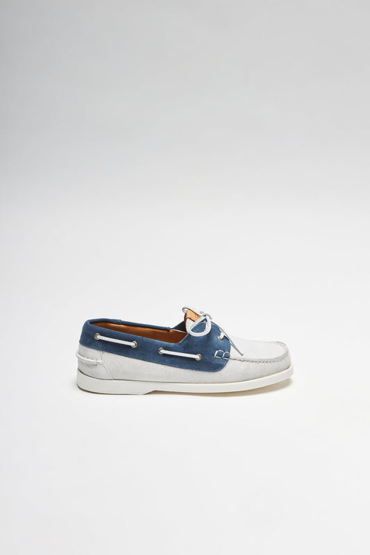 Seitenansicht FB Fashion Boots CAPRI WAKA Damen Weiß Blau Bootschuh