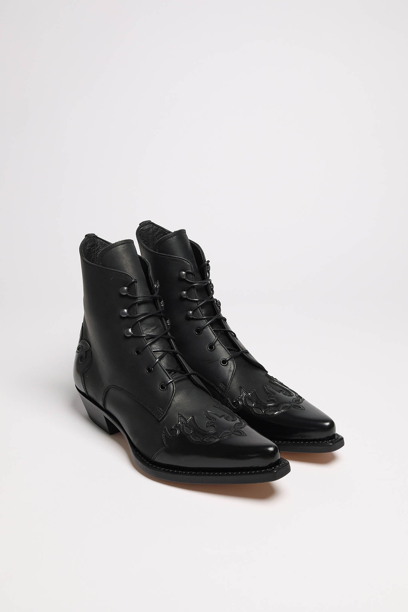 Black lace up leather boots womens on sale