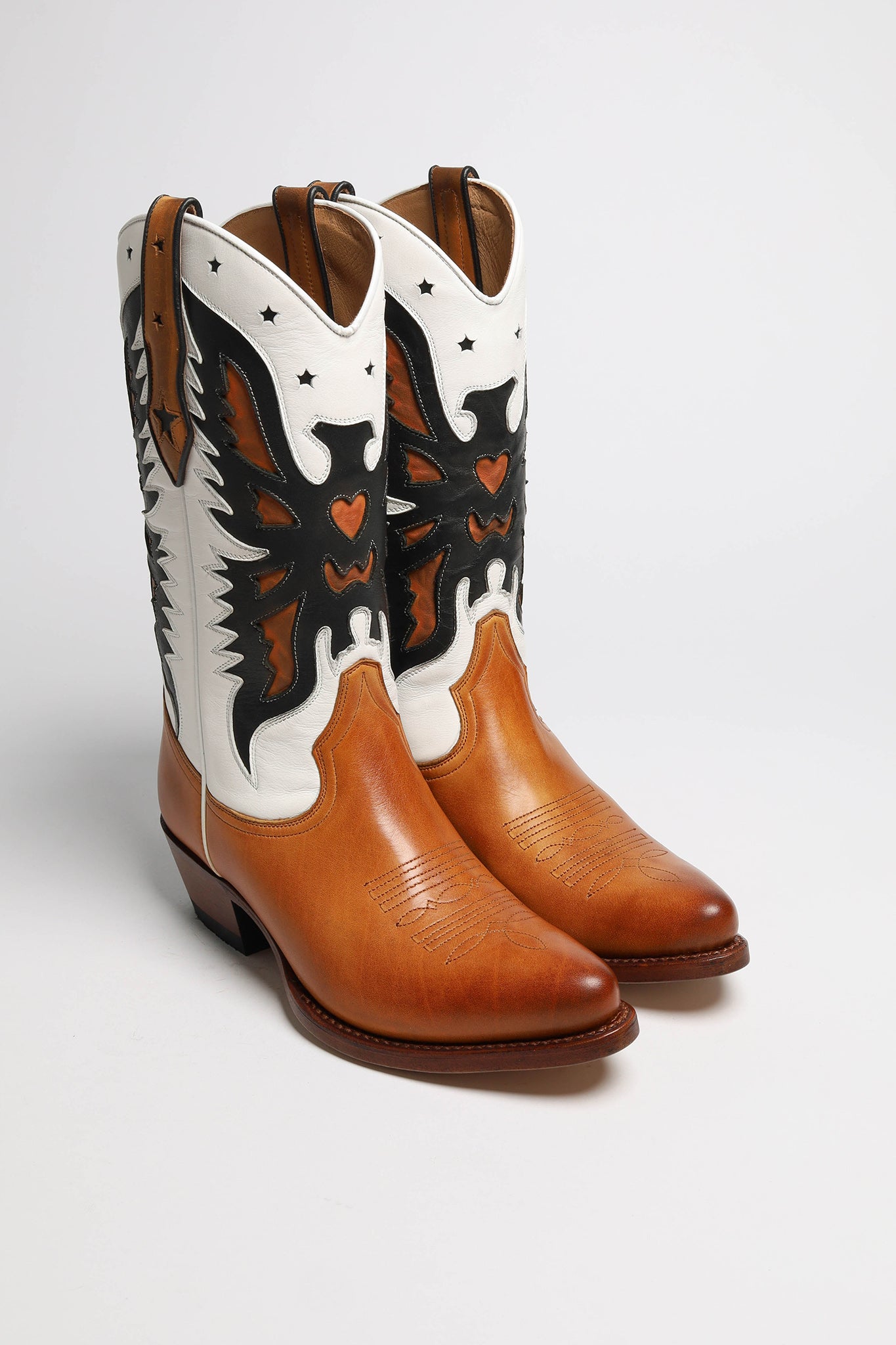 MARTA Women s Western Boots Brown White Black