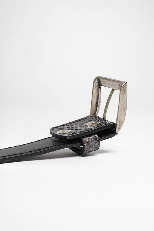 Seitenansicht FB Fashion Boots FG5855 Grau Ledergürtel - Piton