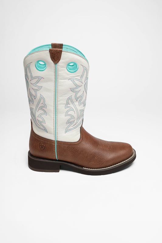 Seitenansicht Ariat ELKO Ladies Western Riding Boots Brown White