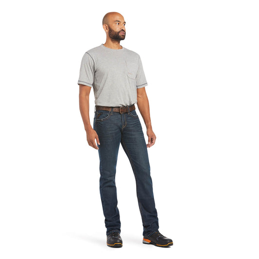 Seitenansicht Ariat REBAR M7 SLIM DURASTRETCH EDGE STACKABLE Herren Blau