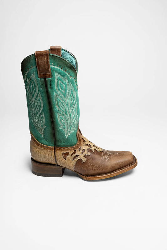 Seitenansicht Corral Boots Z5131 Damen Braun Türkis