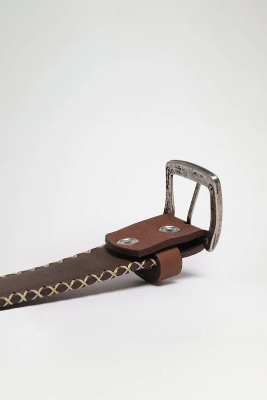 Seitenansicht FB Fashion Boots FG3012 Brown Exotic Leather Belt - Piton