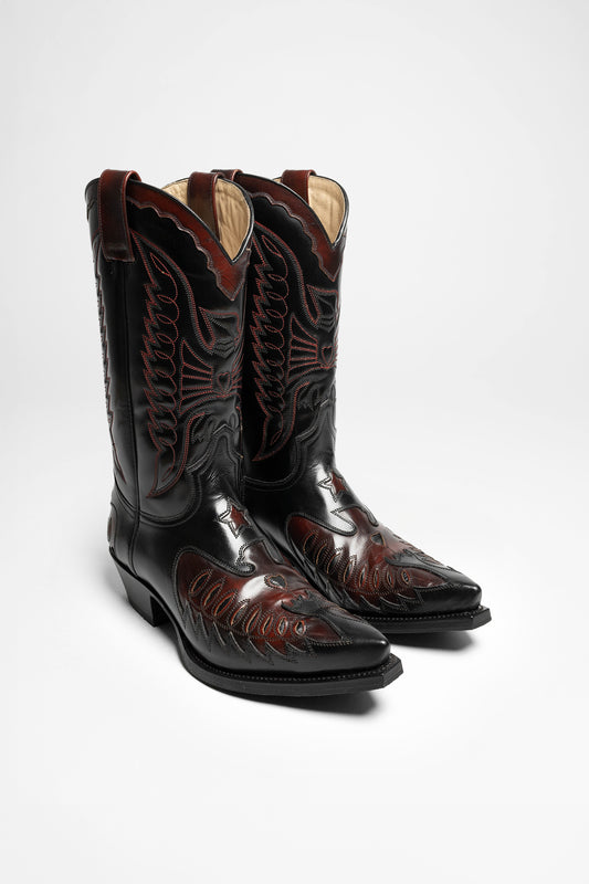 Sendra 2720 ​​CUERVO WEST Men's Western Boots Black Red