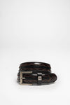 FG0817 Leather Belt Black Red Thumbnail
