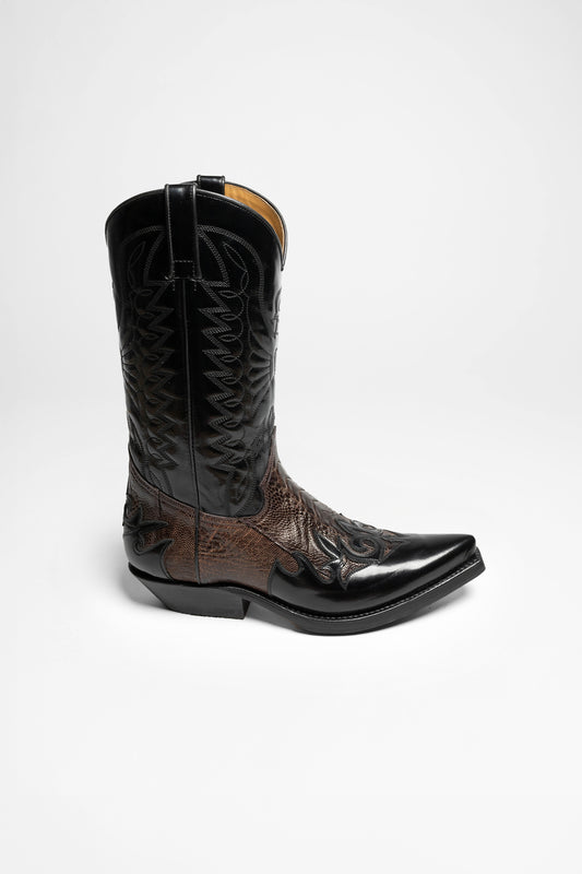 Seitenansicht FB Fashion Boots CARLOS Men's Western Boots Black Brown - Strauss