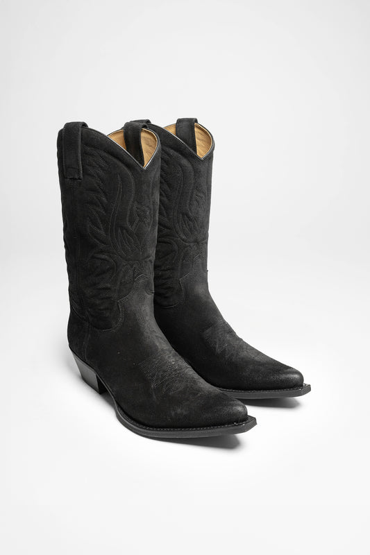 FB Fashion Boots BU1006 MB FIVE Suede Black Western Boots - Rubber Sole