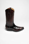 CARLOS Red Black Western Boots - Burdeos Negro Thumbnail