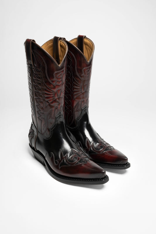 FB Fashion Boots CARLOS Red Black Western Boots - Burdeos Negro