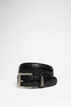 8347 Black Exotic Leather Belt - Pyton Brillo Thumbnail