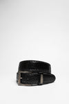 8563 Exotic Black Leather Belt - Python Brillo Thumbnail