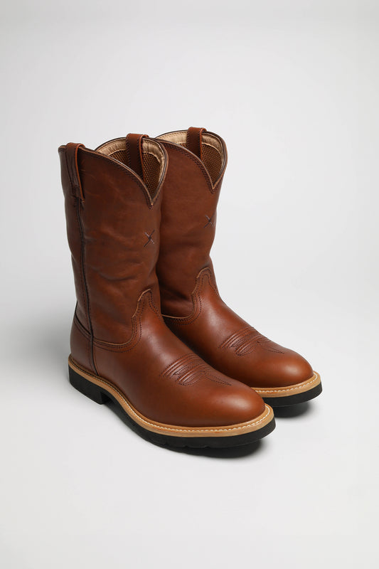 1736 COWBOY WORK PULL ON Ladies Brown Western Riding Boots