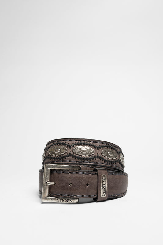 7606 Grey Leather Belt