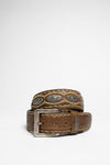 7606 Brown Leather Belt - Natural Thumbnail