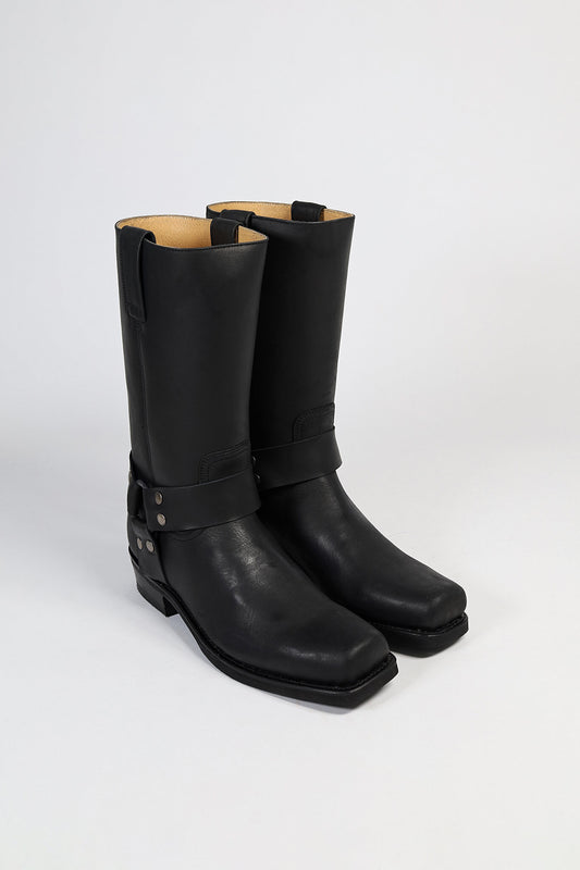 BU2001 JB FOUR Black Biker Boots - Rubber Sole