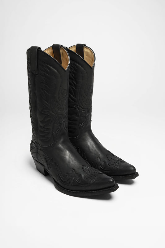 BU1005 MB FIVE Black Western Boots - Rubber Sole