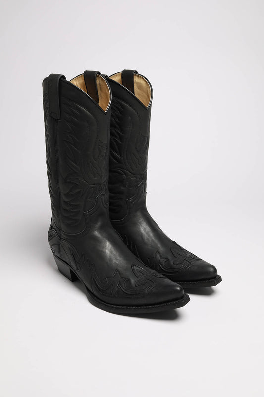 BU1005 MB FIVE Black Western Boots - Rubber Sole