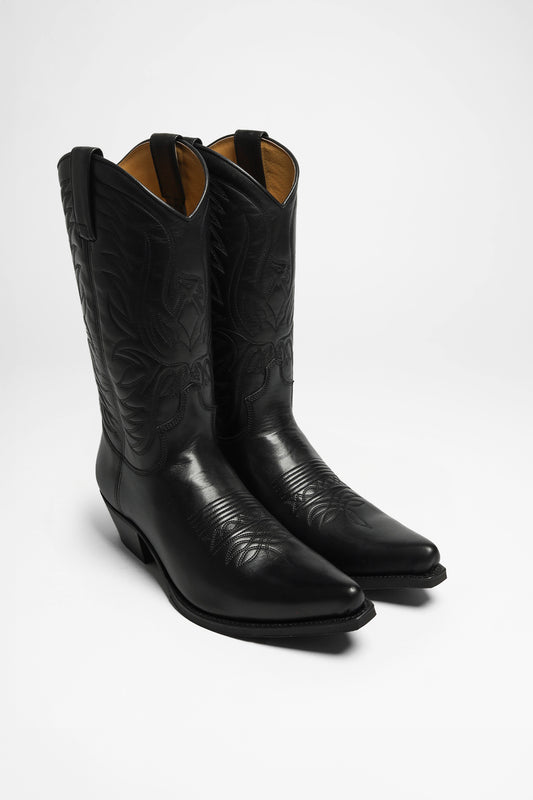 BU1006 MB FIVE Black Western Boots - Rubber Sole