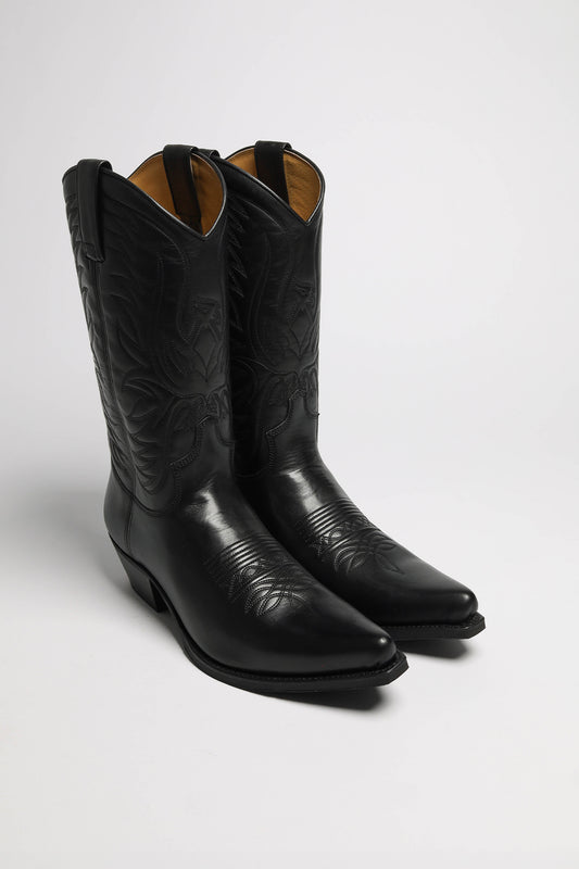 BU1006 MB FIVE Black Western Boots - Rubber Sole