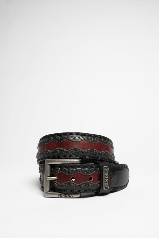 8347 Black Red Leather Belt