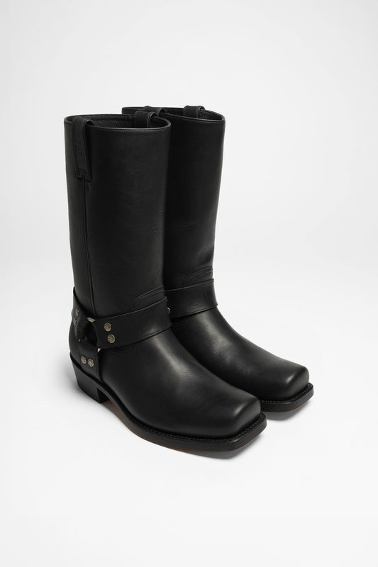 MB001 Black Biker Boots