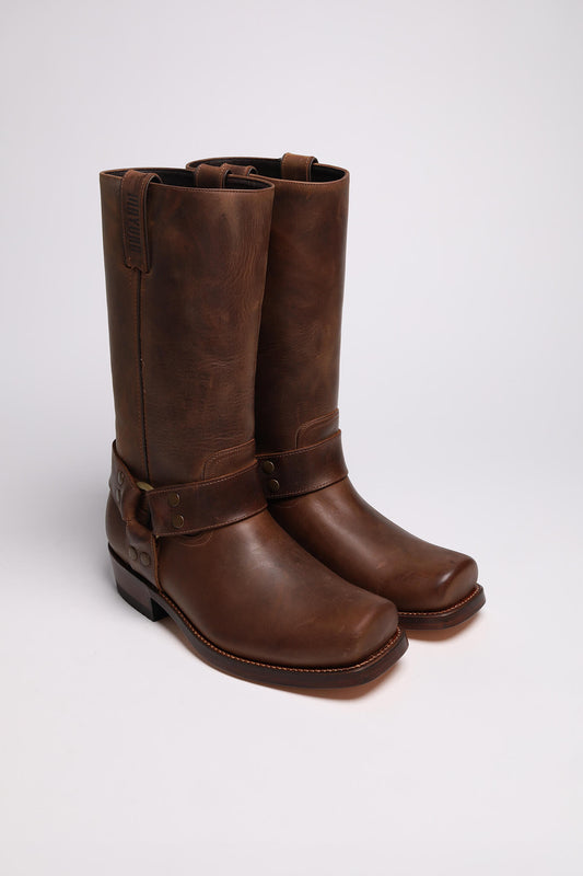 MB001 Brown Biker Boots