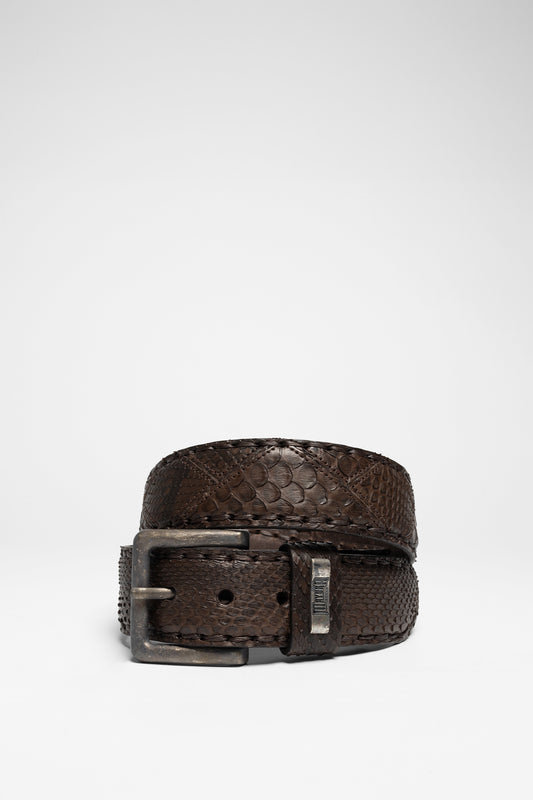 MB1020 Unisex Ledergürtel Dunkelbraun - Python