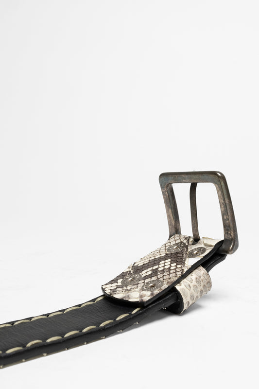 Seitenansicht Mayura Boots MB1020 Unisex Ledergürtel Weiß - Piton