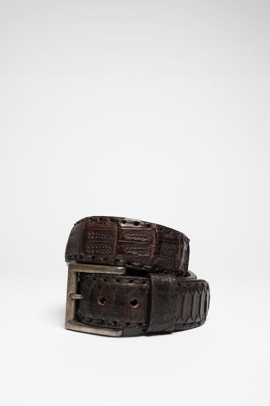 MB214 COCODRILO leather belt dark brown