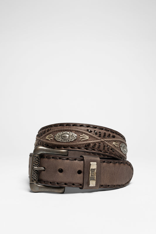 MB338 Brown Leather Belt - Castana