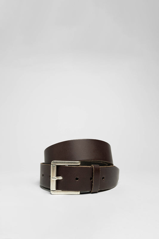 V4422-660 Dark brown leather belt - extra long