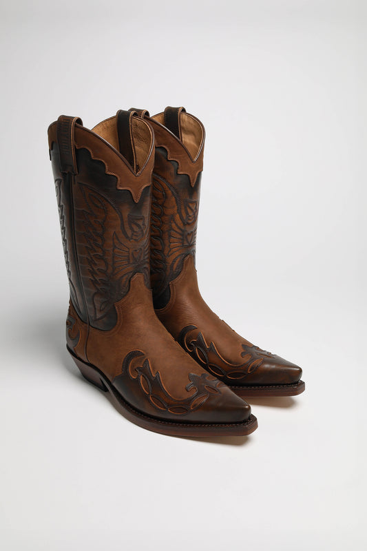 1927 Unisex Western Boots Brown