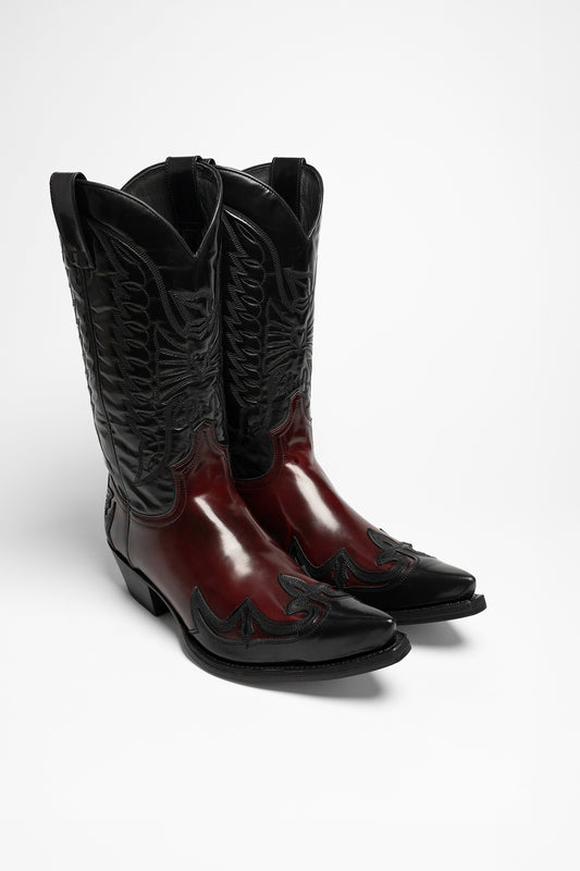 13170 CUERVO WEST Unisex Western Boots Black Red