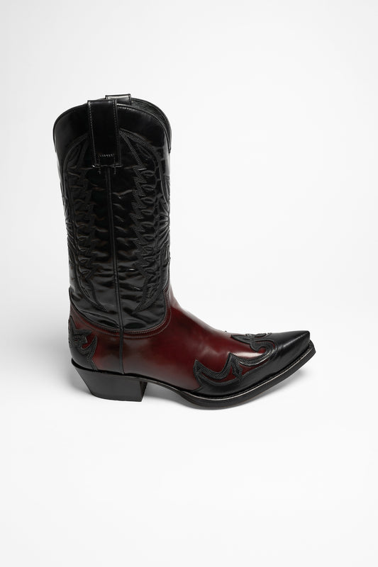 Seitenansicht Sendra 13170 CUERVO WEST Unisex Western Boots Black Red