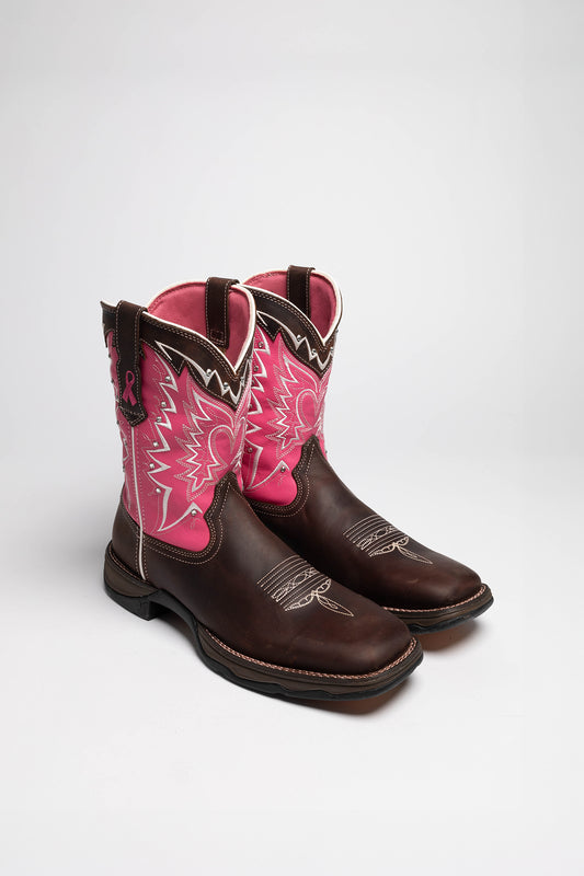 PINK RIBBON Ladies Western Riding Boots Brown