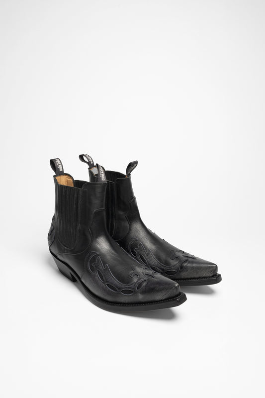 1931 Herren Westernstiefelette Schwarz