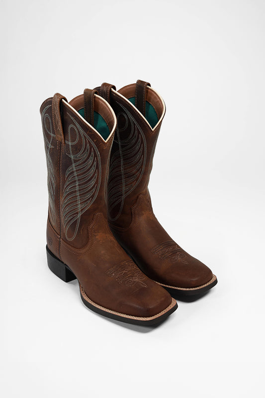 ROUND UP WST Ladies Brown Western Riding Boots