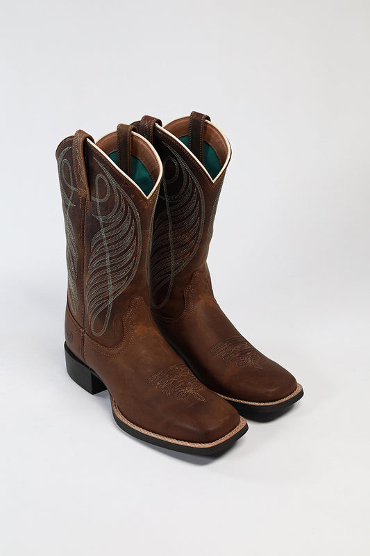 ROUND UP WST Ladies Brown Western Riding Boots