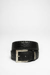 1016 Black Exotic Leather Belt - Pyton Negro Mate Thumbnail