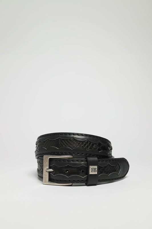 FG0815 Black Leather Belt - Phyton