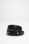 FG5855 Unisex Leather Belt - Black Thumbnail