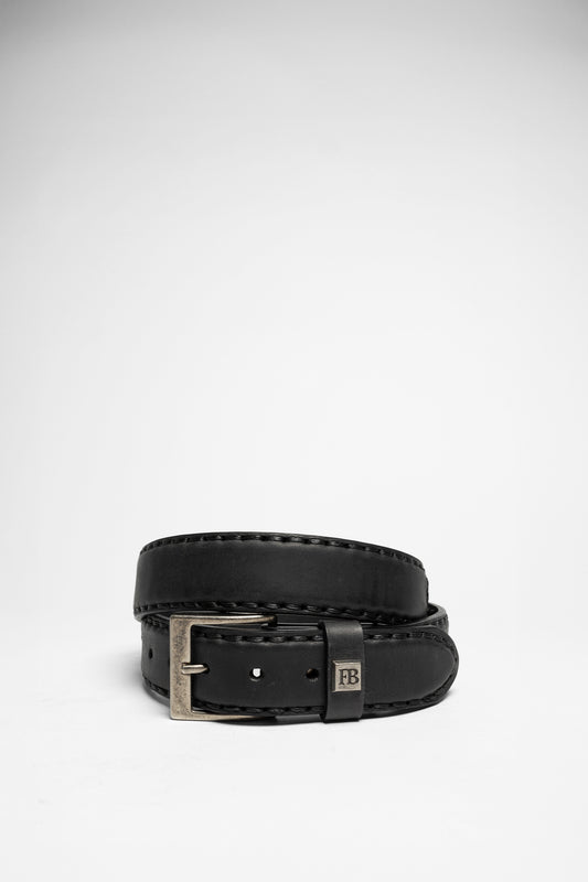 FG3005 Black leather belt - matt black