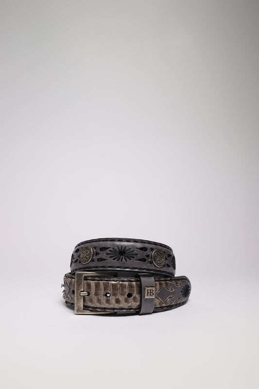 FG5824 Exotic Leather Belt - Piton Gris